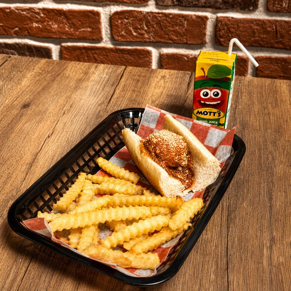 Kids Meatball Sandwich & 1/2 Fries.